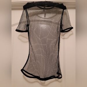 Victoria's Secret Black Mesh Short Sleeve Top - Size: Medium/Large (NEW)